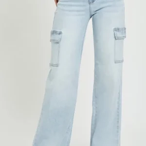 High Rise Wide Cargo Jeans