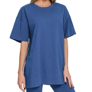 Cotton Round Neck Top & Biker Shorts Set