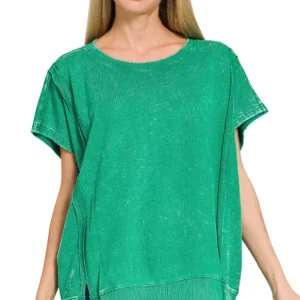 French Terry Acid Washed Hi-Low Top